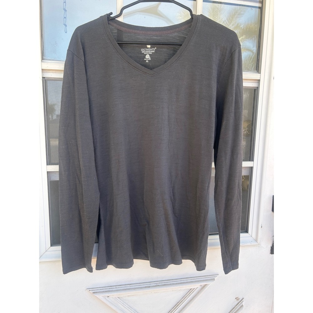 Segments Mens XL Charcoal Grey 100% Merino Wool Long Sleeve Base Layer Top